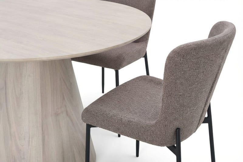 Siena Matgrupp runt 130 cm Vitlaserad med 6 Elsie Matstolar - Vitlaserad/Grå - Products - Möbler - Bord & matgrupp - Matgrupp