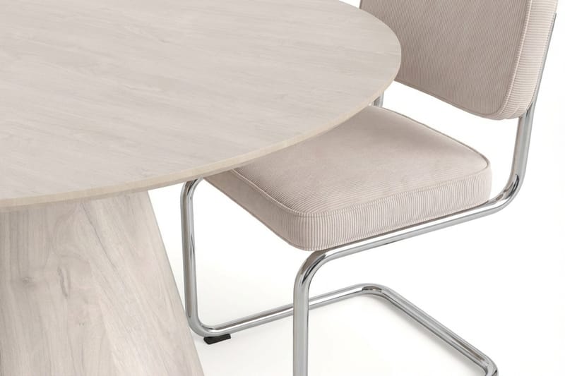 Siena Matgrupp runt 130 cm Vitlaserad med 6 Milva Matstolar - Vitlaserad ek - Products - Möbler - Bord & matgrupp - Matgrupp