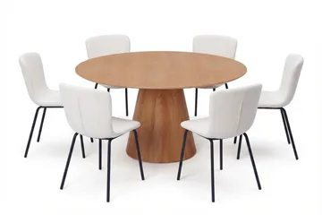 Siena Matgrupp runt 150 cm Ek med 6 Katy Matstolar - Ek - Products - Möbler - Bord & matgrupp - Matgrupp