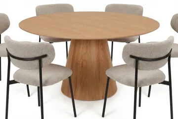 Siena Matgrupp runt 150 cm Ek med 6 Lucy Matstolar - Ek - Products - Möbler - Bord & matgrupp - Matgrupp