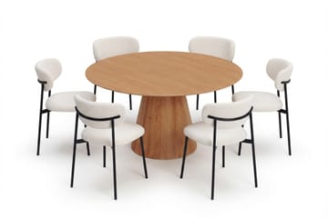 Siena Matgrupp runt 150 cm Ek med 6 Lucy Matstolar - Ek - Products - Möbler - Bord & matgrupp - Matgrupp