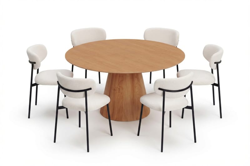 Siena Matgrupp runt 150 cm Ek med 6 Lucy Matstolar - Ek - Products - Möbler - Bord & matgrupp - Matgrupp