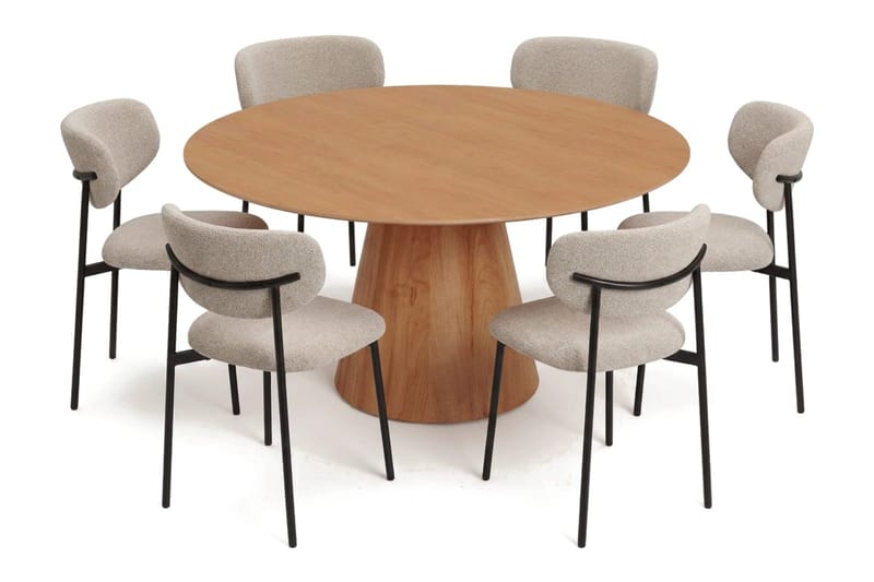 Siena Matgrupp runt 150 cm Ek med 6 Lucy Matstolar - Ek - Products - Möbler - Bord & matgrupp - Matgrupp