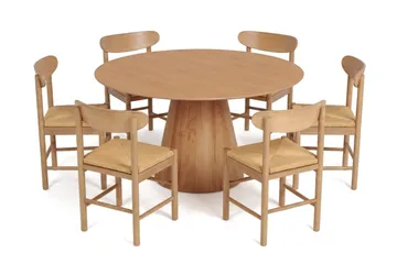 Siena Matgrupp runt 150 cm Ek med 6 Malte Matstolar - Ek - Products - Möbler - Bord & matgrupp - Matgrupp