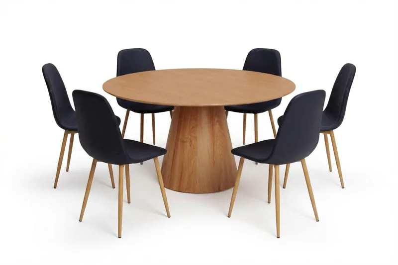 Siena Matgrupp runt 150 cm Ek med 6 Nibe Matstolar - Ek - Products - Möbler - Bord & matgrupp - Matgrupp