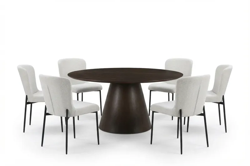 Siena Matgrupp runt 150 cm Rökt Ek med 6 Elsie Matstolar - Rökt ek/Vit - Products - Möbler - Bord & matgrupp - Matgrupp