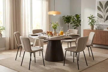 Siena Matgrupp runt 150 cm Rökt Ek med 6 Katy Matstolar - Rökt ek - Products - Möbler - Bord & matgrupp - Matgrupp
