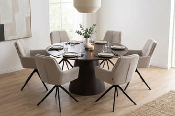 Siena Matgrupp runt 150 cm Rökt Ek med 6 Torsby Matstolar - Rökt ek - Products - Möbler - Bord & matgrupp - Matgrupp