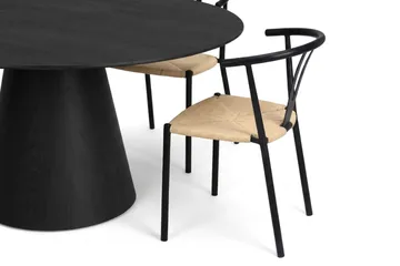 Siena Matgrupp runt 150 cm Svart med 6 Elysia Matstolar - Svartlaserad ek - Products - Möbler - Bord & matgrupp - Matgrupp