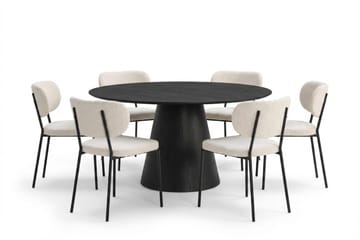 Siena Matgrupp runt 150 cm Svart med 6 Gemmiano Matstolar - Svart - Products - Möbler - Bord & matgrupp - Matgrupp