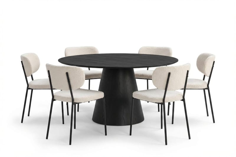 Siena Matgrupp runt 150 cm Svart med 6 Gemmiano Matstolar - Svartlaserad ek - Products - Möbler - Bord & matgrupp - Matgrupp