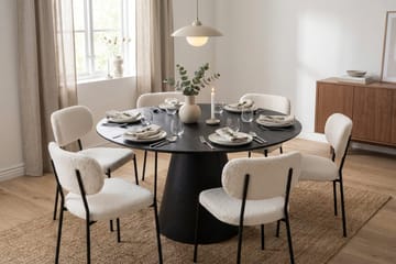 Siena Matgrupp runt 150 cm Svart med 6 Gemmiano Matstolar - Svartlaserad ek - Products - Möbler - Bord & matgrupp - Matgrupp