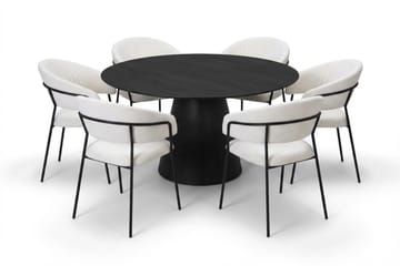 Siena Matgrupp runt 150 cm Svart med 6 Karol Matstolar - Svart - Products - Möbler - Bord & matgrupp - Matgrupp