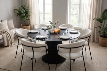 Siena Matgrupp runt 150 cm Svart med 6 Karol Matstolar - Svart - Products - Möbler - Bord & matgrupp - Matgrupp
