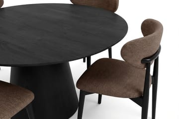 Siena Matgrupp runt 150 cm Svart med 6 Molly Matstolar - Svart - Products - Möbler - Bord & matgrupp - Matgrupp