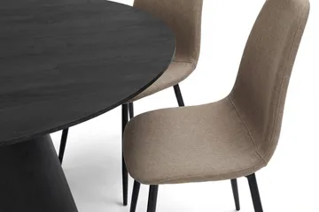 Siena Matgrupp runt 150 cm Svart med 6 Nibe Matstolar - Svartlaserad ek - Products - Möbler - Bord & matgrupp - Matgrupp