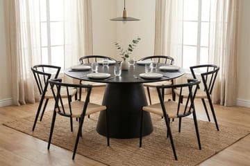 Siena Matgrupp runt 150 cm Svart med 6 Winston Matstolar - Svartlaserad ek - Products - Möbler - Bord & matgrupp - Matgrupp