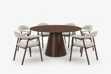 Siena Matgrupp runt 150 cm Valnöt med 4 Ronja Matstolar - Valnöt - Products - Möbler - Bord & matgrupp - Matgrupp