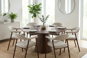 Siena Matgrupp runt 150 cm Valnöt med 4 Ronja Matstolar - Valnöt - Products - Möbler - Bord & matgrupp - Matgrupp