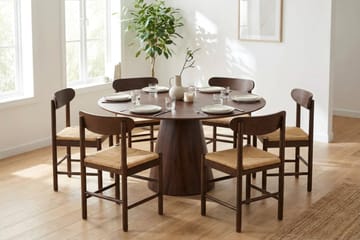 Siena Matgrupp runt 150 cm Valnöt med 6 Malte Matstolar - Valnöt - Products - Möbler - Bord & matgrupp - Matgrupp
