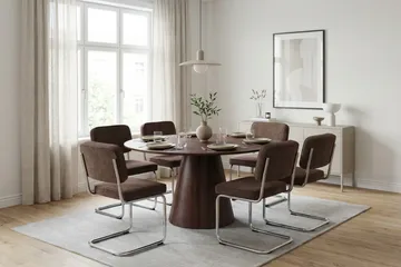 Siena Matgrupp runt 150 cm Valnöt med 6 Milva Matstolar - Valnöt - Products - Möbler - Bord & matgrupp - Matgrupp