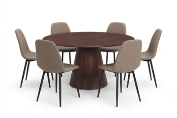 Siena Matgrupp runt 150 cm Valnöt med 6 Nibe Matstolar - Valnöt - Products - Möbler - Bord & matgrupp - Matgrupp