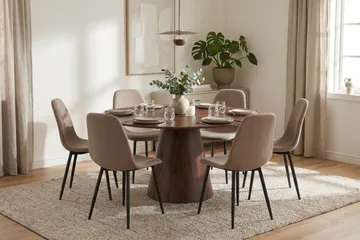 Siena Matgrupp runt 150 cm Valnöt med 6 Nibe Matstolar - Valnöt - Products - Möbler - Bord & matgrupp - Matgrupp