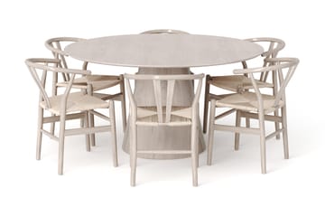 Siena Matgrupp runt 150 cm Vitlaserad med 6 Dastoori Matstolar - Vitlaserad - Products - Möbler - Bord & matgrupp - Matgrupp