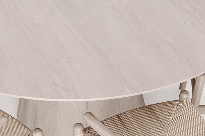 Siena Matgrupp runt 150 cm Vitlaserad med 6 Dastoori Matstolar - Vitlaserad - Products - Möbler - Bord & matgrupp - Matgrupp