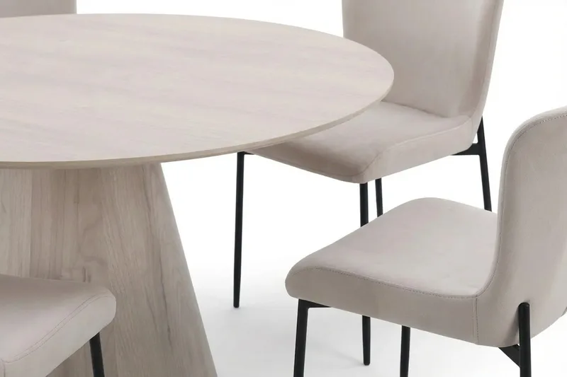 Siena Matgrupp runt 150 cm Vitlaserad med 6 Elsie Matstolar - Vitlaserad ek - Products - Möbler - Bord & matgrupp - Matgrupp
