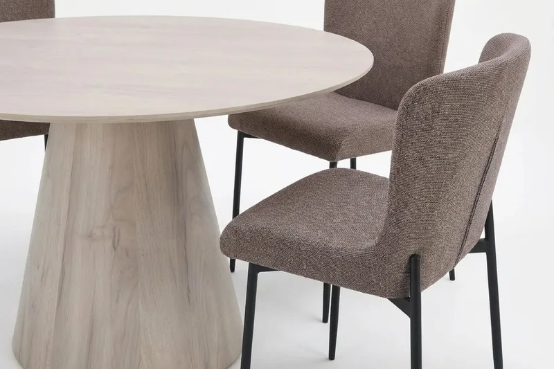 Siena Matgrupp runt 150 cm Vitlaserad med 6 Elsie Matstolar - Vitlaserad/Grå - Products - Möbler - Bord & matgrupp - Matgrupp