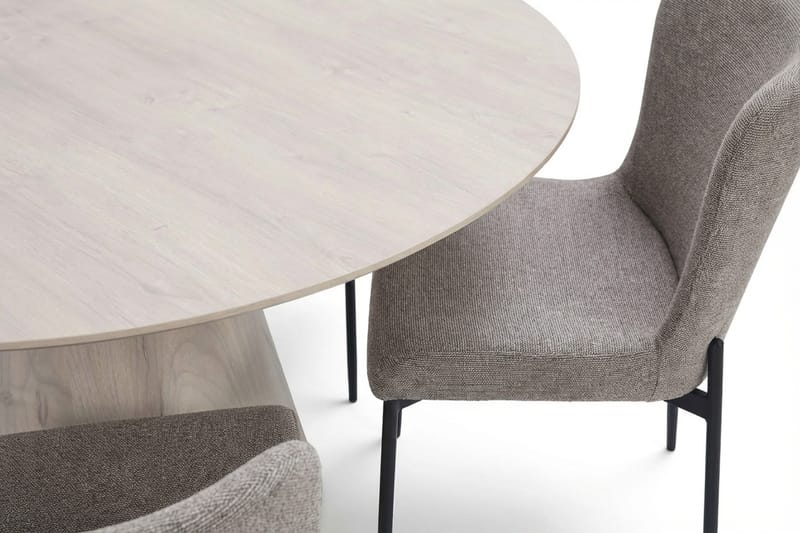 Siena Matgrupp runt 150 cm Vitlaserad med 6 Elsie Matstolar - Vitlaserad/Ljusgrå - Products - Möbler - Bord & matgrupp - Matgrupp
