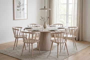 Siena Matgrupp runt 150 cm Vitlaserad med 6 Tyrö Matstolar - Vitlaserad ek - Products - Möbler - Bord & matgrupp - Matgrupp