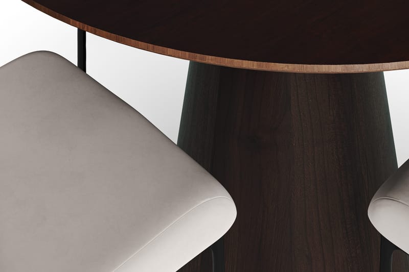 Siena Rund Matgrupp 110 cm – Matbord med 4 Elsie Matstolar i Trä med Rökt Ek-utseende - Mörkbrun|Beige - Products - Möbler - Bord & matgrupp - Matgrupp
