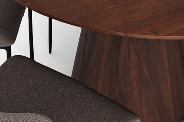 Siena Rund Matgrupp 130 cm – Matbord med 6 Elsie Matstolar i Trä med Valnötsutseende - Brun|Grå - Products - Möbler - Bord & matgrupp - Matgrupp