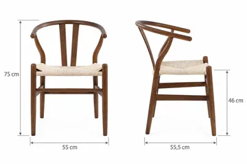 Siena Rund Matgrupp 150 cm – Matbord med 6 Dastoori Matstolar i Trä med Valnötsutseende - Brun - Products - Möbler - Bord & matgrupp - Matgrupp