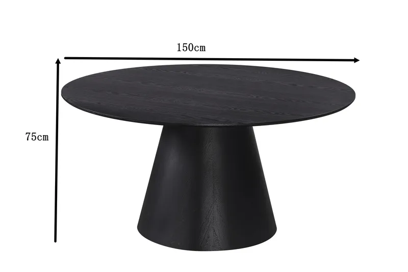 Siena Runt Matbord 150 cm i Trä med Svartlaserad Ek-utseende - Svart - Products - Möbler - Bord & matgrupp - Matbord & köksbord
