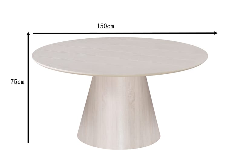 Siena Stort Matbord Runt 150cm Fanér - Vitlaserad ek - Products - Möbler - Bord & matgrupp - Matbord & köksbord