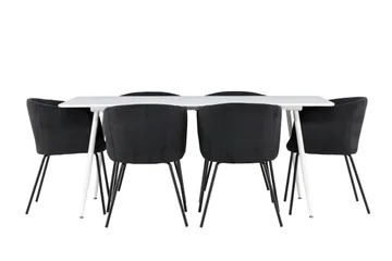 Silar Matgrupp 180 cm Rektangulär med 6 Berit stolar - Vit/Svart - Products - Möbler - Bord & matgrupp - Matgrupp