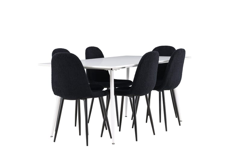 Silar Matgrupp 180 cm Rektangulär med 6 Polar stolar - Vit/Svart - Products - Möbler - Bord & matgrupp - Matgrupp