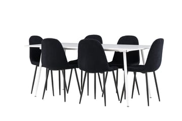 Silar Matgrupp 180 cm Rektangulär med 6 Polar stolar - Vit/Svart - Products - Möbler - Bord & matgrupp - Matgrupp