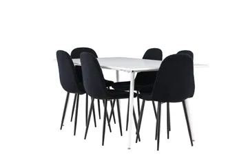 Silar Matgrupp 180 cm Rektangulär med 6 Polar stolar - Vit/Svart - Products - Möbler - Bord & matgrupp - Matgrupp