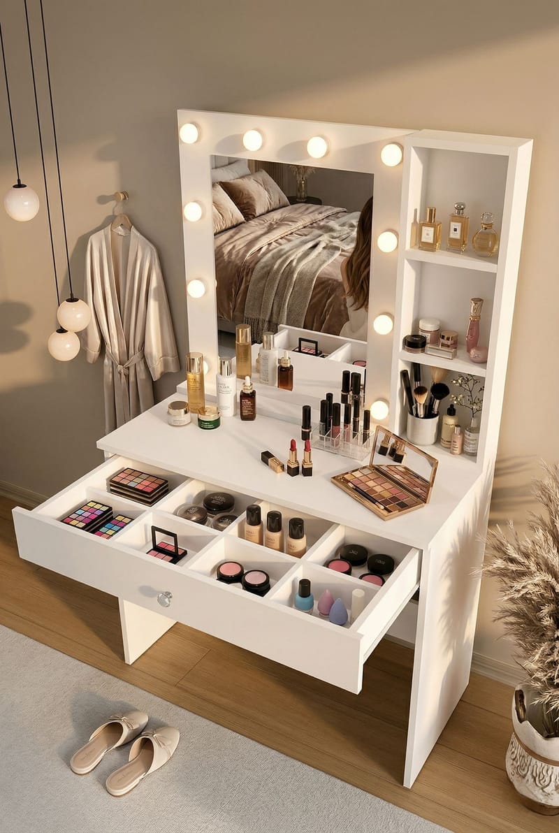Darrowe Sminkbord 80x147x42,5 cm - Vit - Products - Möbler - Bord & matgrupp - Sminkbord & toalettbord