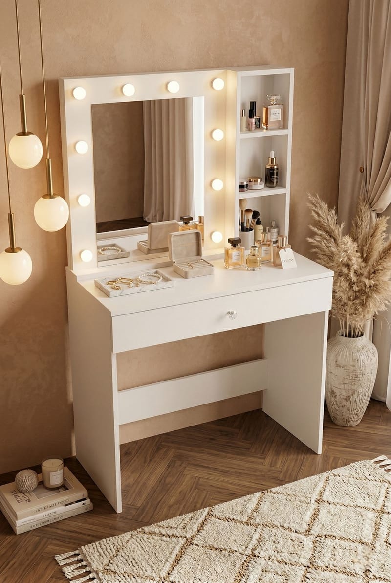 Darrowe Sminkbord 80x147x42,5 cm - Vit - Products - Möbler - Bord & matgrupp - Sminkbord & toalettbord