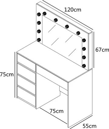 Facada svart sminkbord med spegel och LED-belysning - Svart - Products - Möbler - Bord & matgrupp - Sminkbord & toalettbord