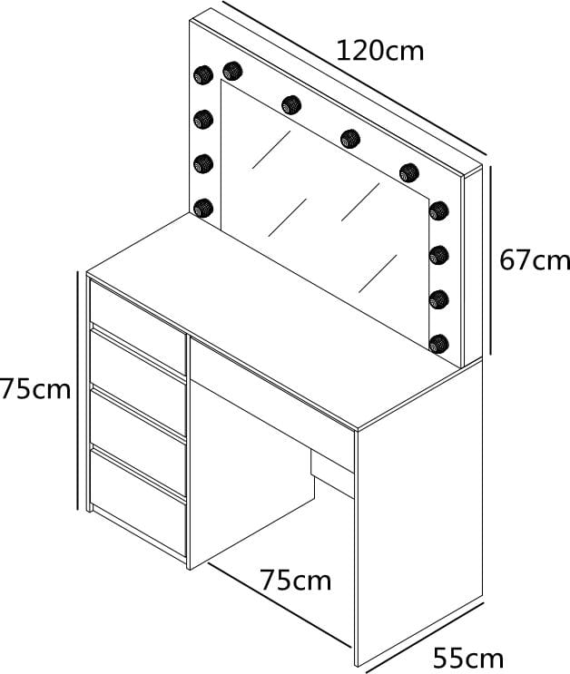 Facada svart sminkbord med spegel och LED-belysning - Svart - Products - Möbler - Bord & matgrupp - Sminkbord & toalettbord