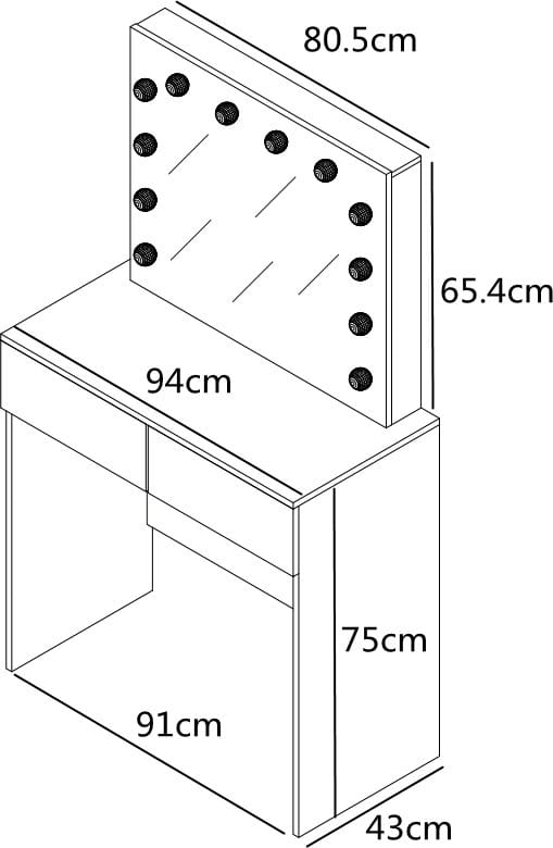 Facada vitt sminkbord med belysning 94 x 43 cm - Vit - Products - Möbler - Bord & matgrupp - Sminkbord & toalettbord