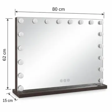 Glow Sminkbord 120 cm med Glasskiva Förvaring och Lådor samt Spegel 80 cm med Belysning - Brun - Products - Möbler - Bord & matgrupp - Sminkbord & toalettbord