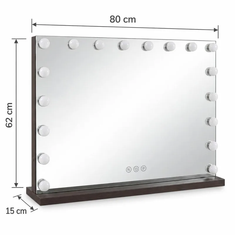 Glow Sminkbord 120 cm med Glasskiva Förvaring och Lådor samt Spegel 80 cm med Belysning - Brun - Products - Möbler - Bord & matgrupp - Sminkbord & toalettbord