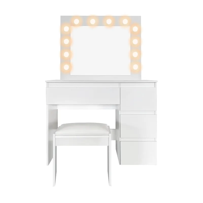 Glow Sminkbord 94 cm med spegel lådor och pall - LED Belysning - Vit - Products - Möbler - Bord & matgrupp - Sminkbord & toalettbord